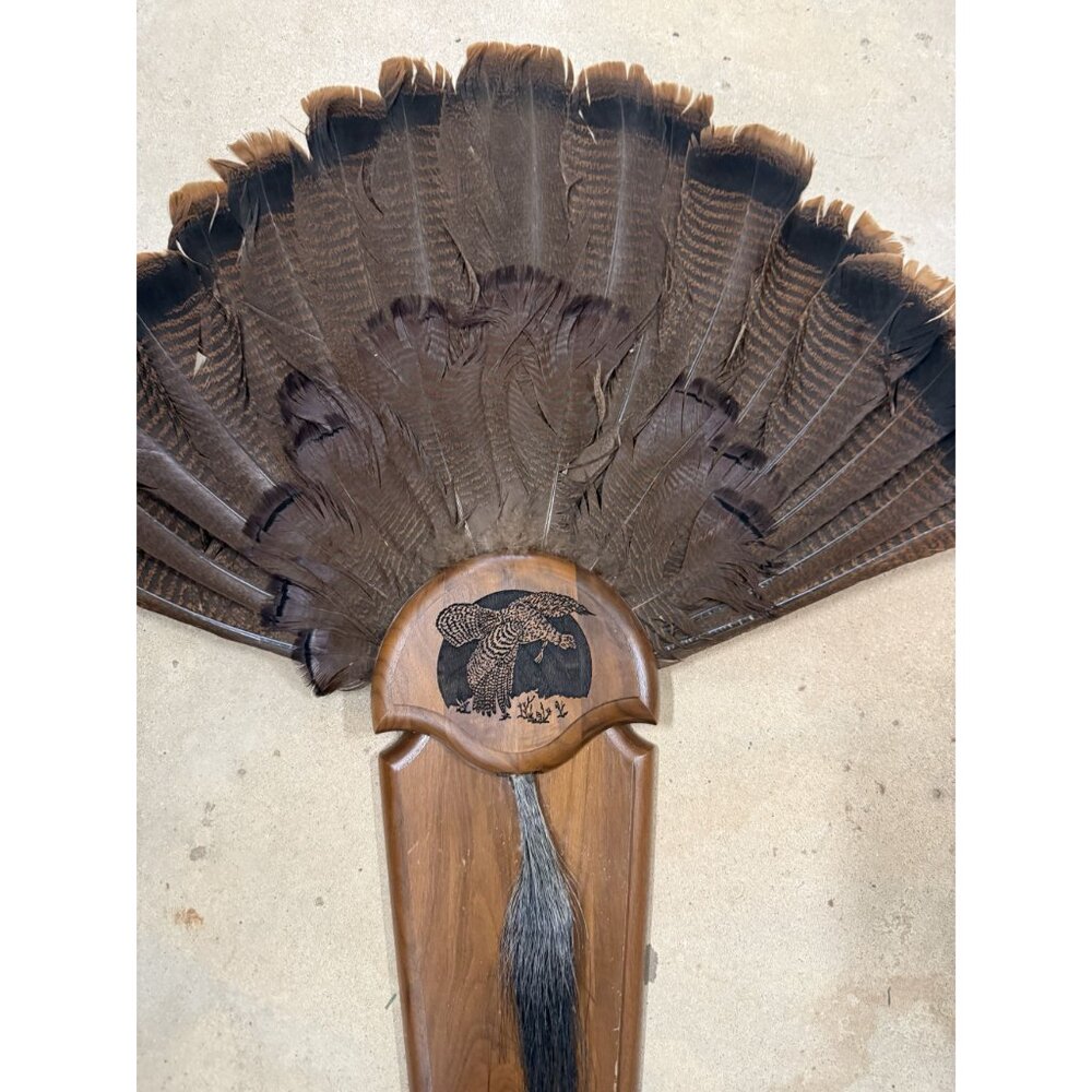 Hunting Mount Wild Turkey Hunt Trophy Tail Beard Mount 29” Wood Plaque Panel Tax - Picture 11 of 12